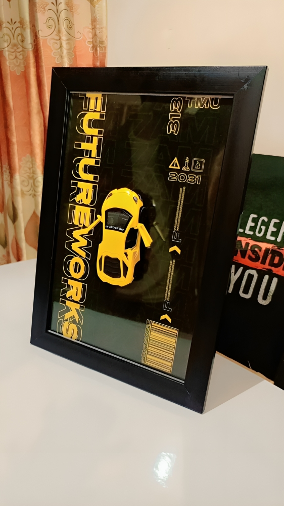 Metallic Car Wall Frame – Modern Home Decor Art